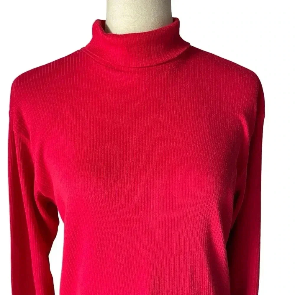 Bobbie Brooks Turtleneck Cotton Blend Ribbed‎ Long Sleeve Sweater Women Size L
